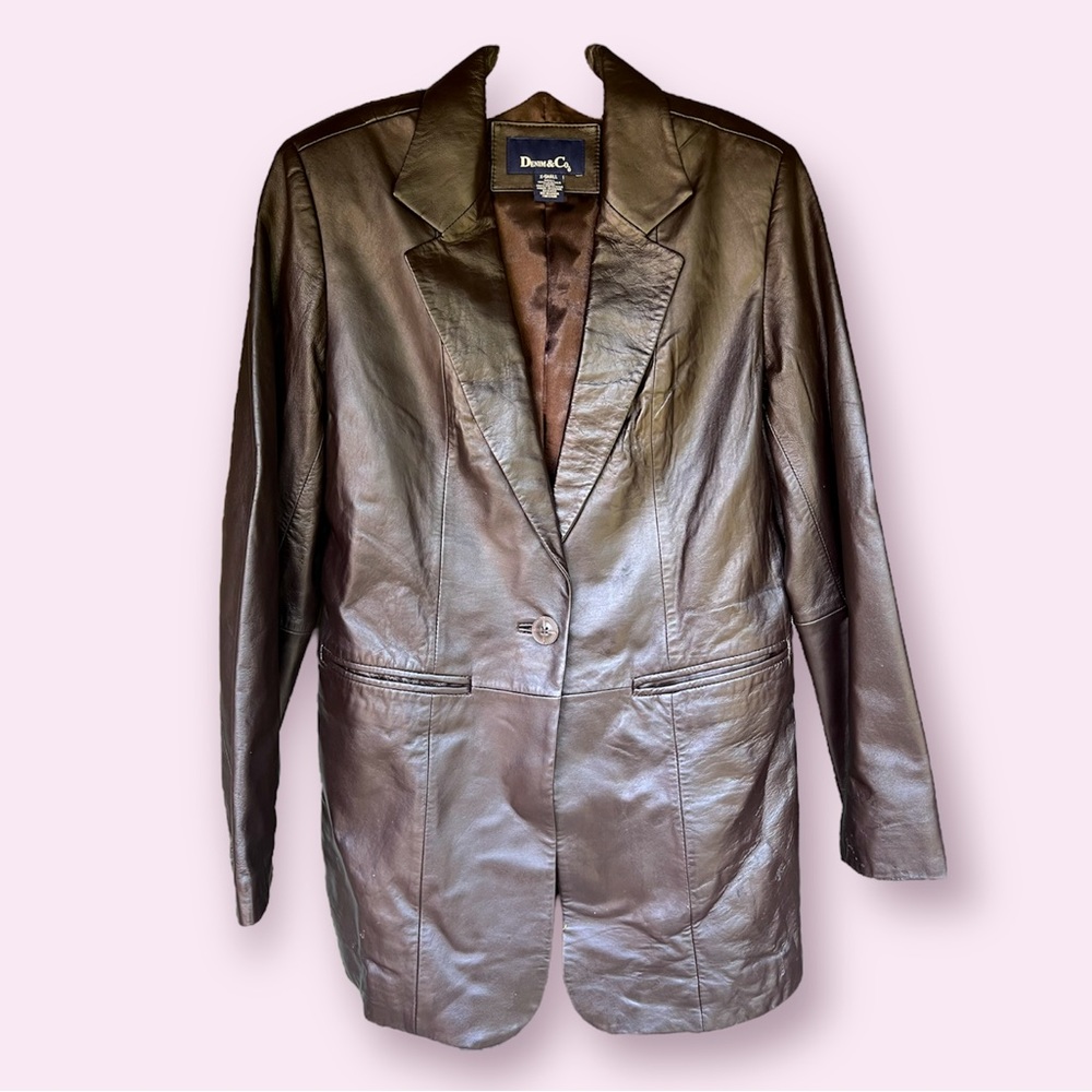 Vintage Denim & Co Leather Jacket - Brown XS